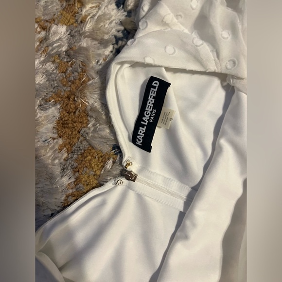 Karl Lagerfeld White Babydoll Mini Dress with Flutter Sleeves - Picture 5 of 9